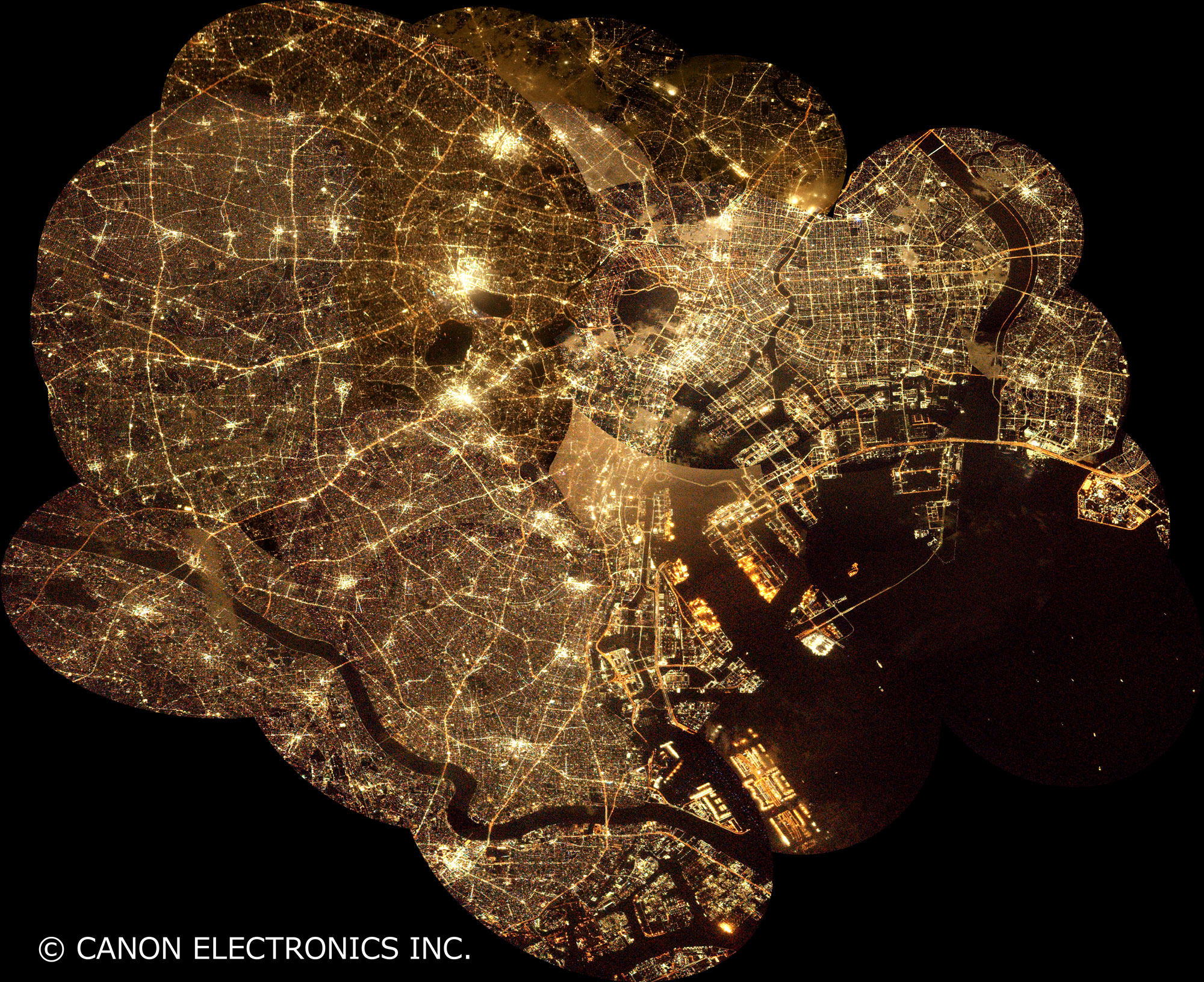 Sample night view images of Tokyo taken by the CE-SAT-IIB